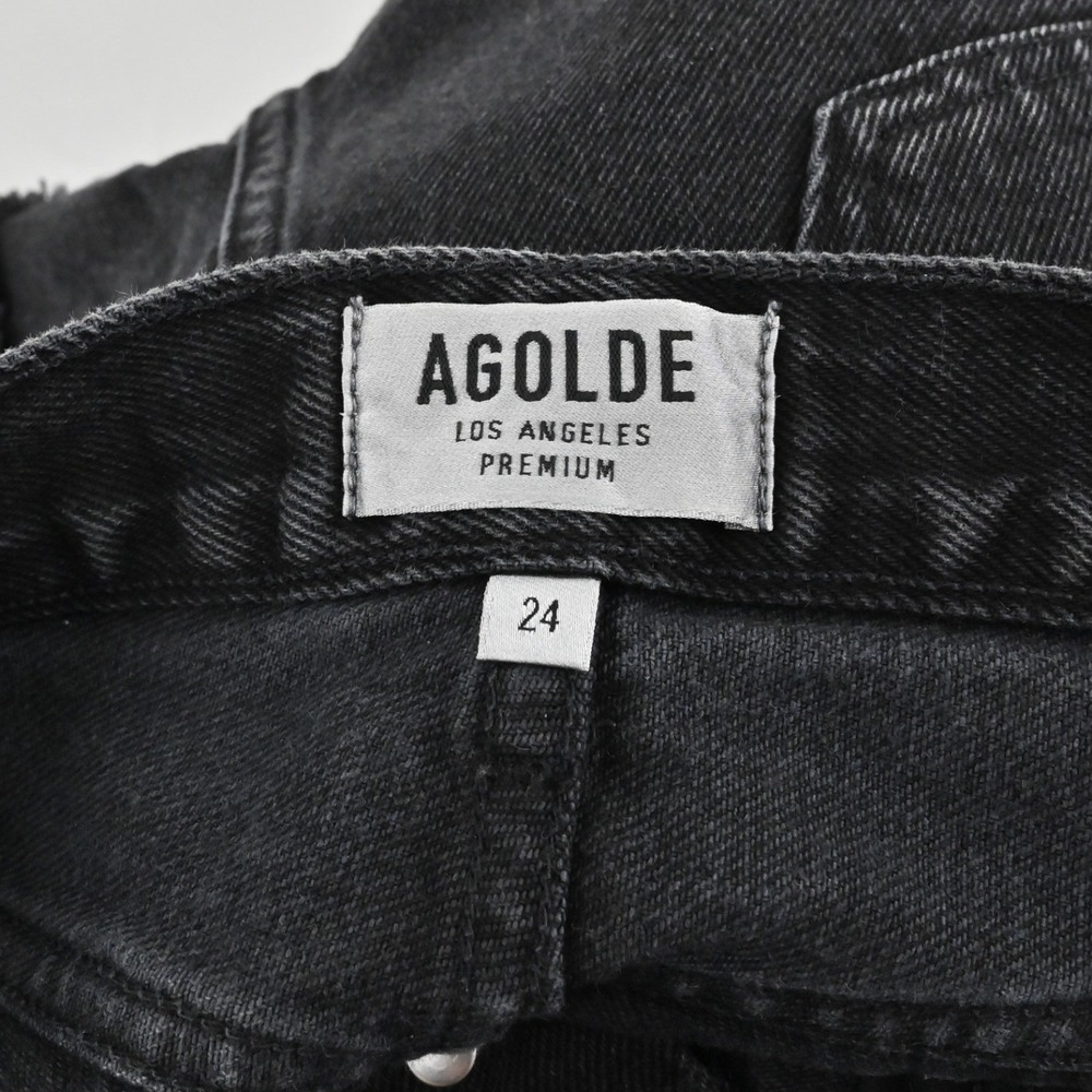Agolde Parker Shorts Womens‎ Size 24 Black Distressed Button Fly Cutoff Denim - Picture 6 of 14